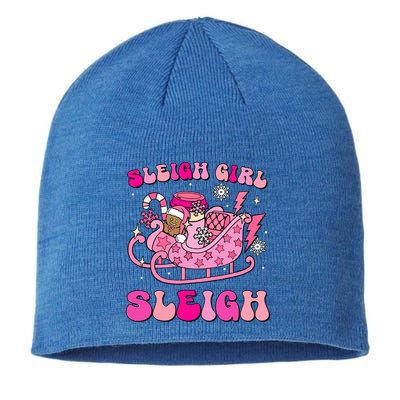 Groovy Pink Christmas Coffee Sleigh Sleigh Xmas Holiday Cool Gift Sustainable Beanie