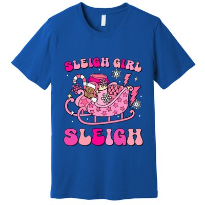 Groovy Pink Christmas Coffee Sleigh Sleigh Xmas Holiday Cool Gift Premium T-Shirt