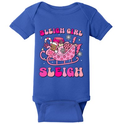 Groovy Pink Christmas Coffee Sleigh Sleigh Xmas Holiday Cool Gift Baby Bodysuit