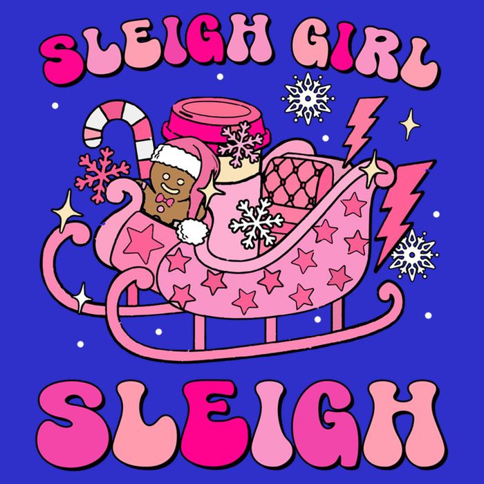 Groovy Pink Christmas Coffee Sleigh Sleigh Xmas Holiday Cool Gift Womens T-Shirt
