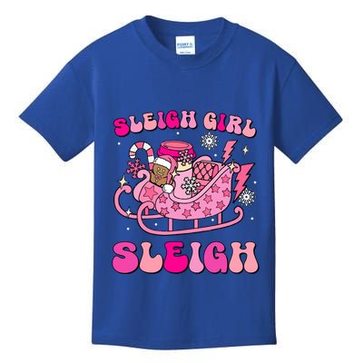 Groovy Pink Christmas Coffee Sleigh Sleigh Xmas Holiday Cool Gift Kids T-Shirt