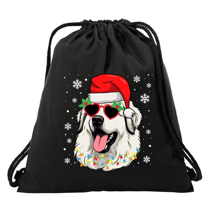 Great Pyrenees Christmas Pyrenees Dog Xmas Party Gift Drawstring Bag