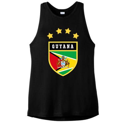 Guyana Pocket Coat Of Arms National Pride Flag Ladies PosiCharge Tri-Blend Wicking Tank