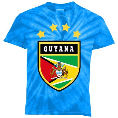 Guyana Pocket Coat Of Arms National Pride Flag Kids Tie-Dye T-Shirt