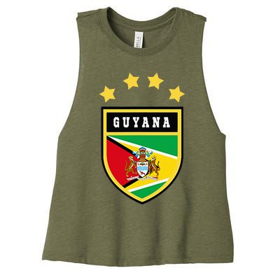 Guyana Pocket Coat Of Arms National Pride Flag Women's Racerback Cropped Tank