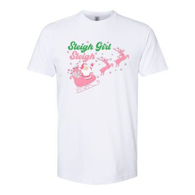 Groovy Pink Christmas Coffee Sleigh Girl Sleigh Xmas Holiday  Softstyle® CVC T-Shirt