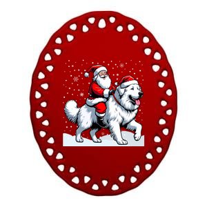 Great Pyrenees Christmas Santa Christmas Great Pyrenees Cute Gift Ceramic Oval Ornament