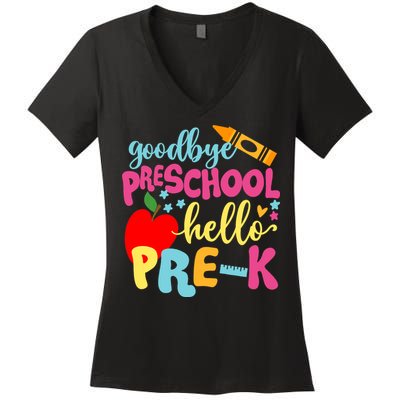 Goodbye Preschool Class of 2033 Graduate Hello Pre-K School Women's V-Neck T-Shirt