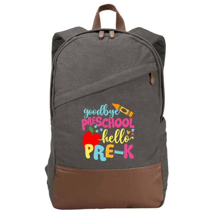 Goodbye Preschool Class of 2033 Graduate Hello Pre-K School Cotton Canvas Backpack