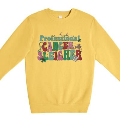 Groovy Professional Cancer Sleigher Christmas Oncology Nurse Gift Premium Crewneck Sweatshirt