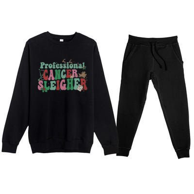 Groovy Professional Cancer Sleigher Christmas Oncology Nurse Gift Premium Crewneck Sweatsuit Set