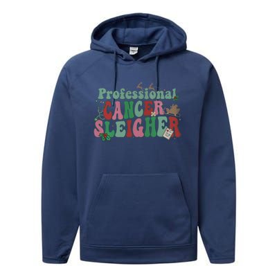 Groovy Professional Cancer Sleigher Christmas Oncology Nurse Gift Performance Fleece Hoodie