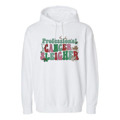 Groovy Professional Cancer Sleigher Christmas Oncology Nurse Gift Garment-Dyed Fleece Hoodie