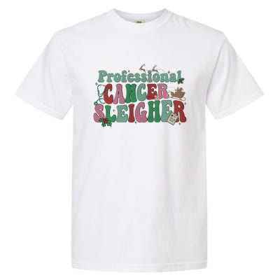 Groovy Professional Cancer Sleigher Christmas Oncology Nurse Gift Garment-Dyed Heavyweight T-Shirt