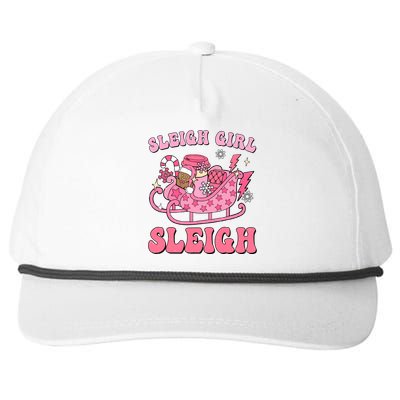 Groovy Pink Christmas Coffee Sleigh Girl Sleigh Xmas Holiday Snapback Five-Panel Rope Hat