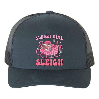 Groovy Pink Christmas Coffee Sleigh Girl Sleigh Xmas Holiday Yupoong Adult 5-Panel Trucker Hat