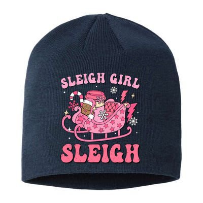 Groovy Pink Christmas Coffee Sleigh Girl Sleigh Xmas Holiday Sustainable Beanie