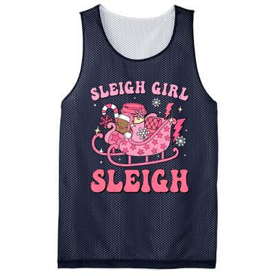 Groovy Pink Christmas Coffee Sleigh Girl Sleigh Xmas Holiday Mesh Reversible Basketball Jersey Tank