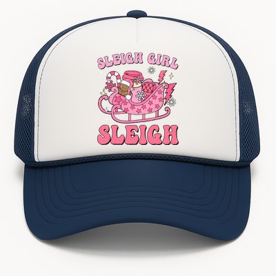 Groovy Pink Christmas Coffee Sleigh Girl Sleigh Xmas Holiday Trucker Hat