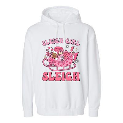 Groovy Pink Christmas Coffee Sleigh Girl Sleigh Xmas Holiday Garment-Dyed Fleece Hoodie