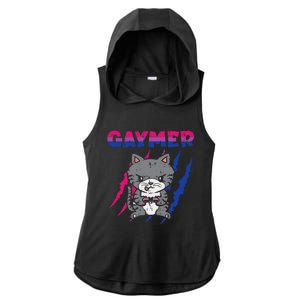 Gaymer Purride Cat Video Game Gamer LGBTQ Bisexual Flag Gay Ladies PosiCharge Tri-Blend Wicking Draft Hoodie Tank