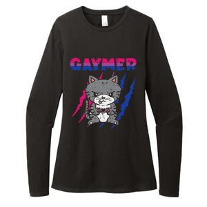 Gaymer Purride Cat Video Game Gamer LGBTQ Bisexual Flag Gay Womens CVC Long Sleeve Shirt