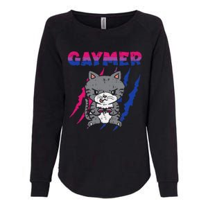 Gaymer Purride Cat Video Game Gamer LGBTQ Bisexual Flag Gay Womens California Wash Sweatshirt