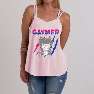 Gaymer Purride Cat Video Game Gamer LGBTQ Bisexual Flag Gay Women's Strappy Tank