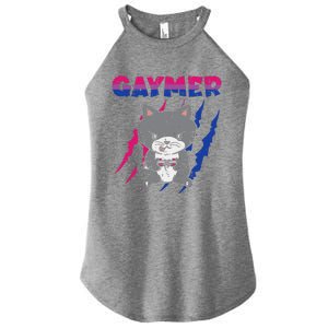 Gaymer Purride Cat Video Game Gamer LGBTQ Bisexual Flag Gay Women's Perfect Tri Rocker Tank