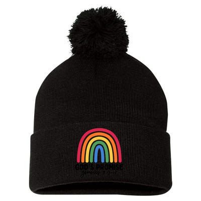 Gods Promise Christian Rainbow Pom Pom 12in Knit Beanie