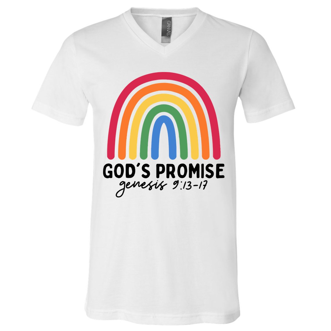 Gods Promise Christian Rainbow V-Neck T-Shirt