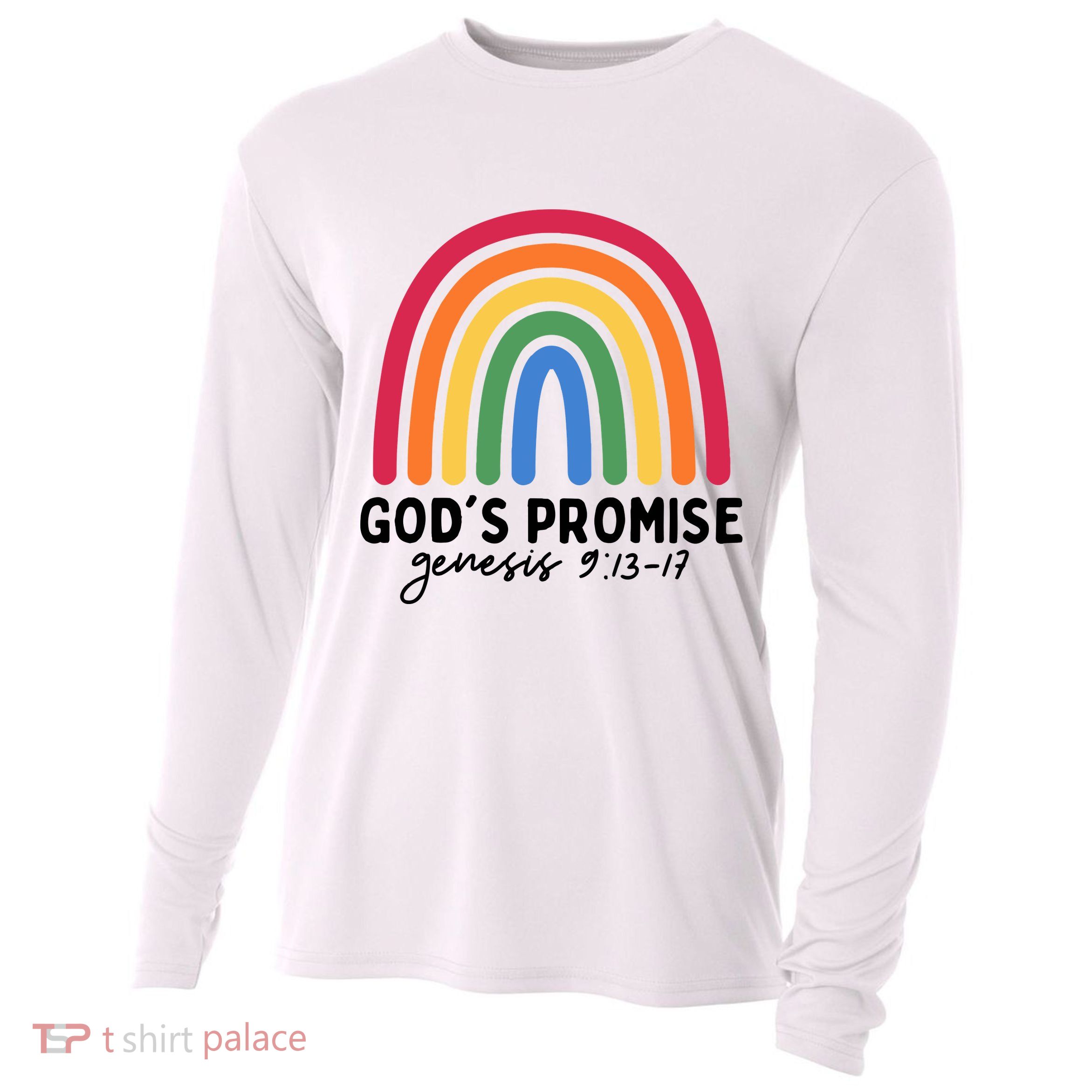 Gods Promise Christian Rainbow Cooling Performance Long Sleeve Crew