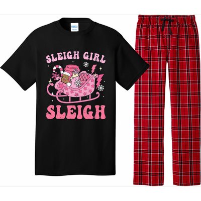 Groovy Pink Christmas Coffee Sleigh Girl Sleigh Xmas Holiday Pajama Set