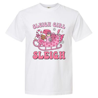 Groovy Pink Christmas Coffee Sleigh Girl Sleigh Xmas Holiday Garment-Dyed Heavyweight T-Shirt