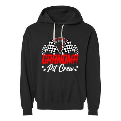 Grandma Pit Crew Birthday Party Race Car Lover Racing Family Garment-Dyed Fleece Hoodie