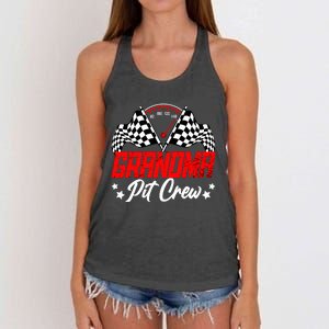 Grandma Pit Crew Birthday Party Race Car Lover Racing Family Women's Knotted Racerback Tank