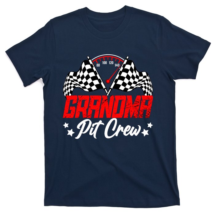 Grandma Pit Crew Birthday Party Race Car Lover Racing Family T-Shirt