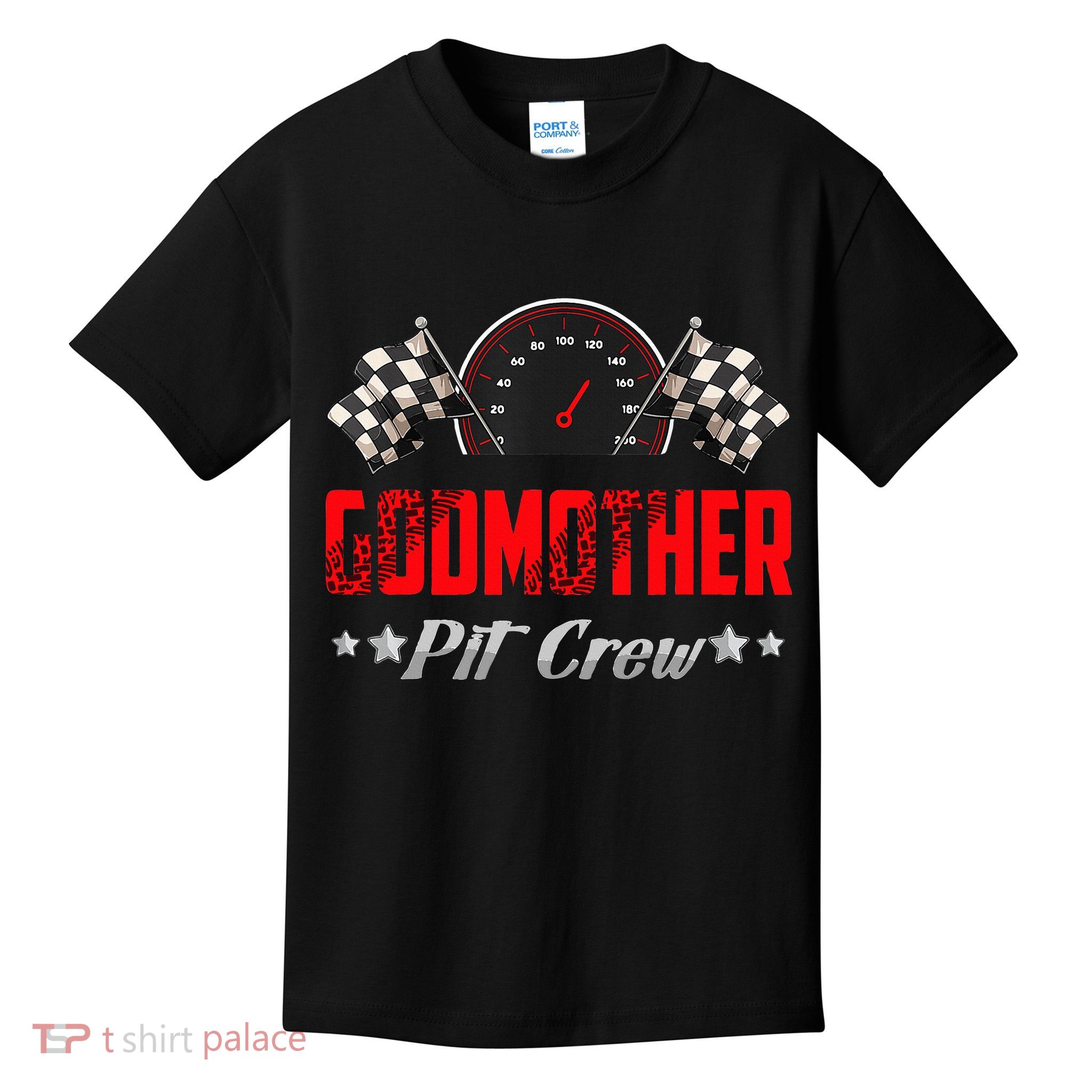 Godmother Pit Crew Birthday Racing Car Family Matching Race Kids T-Shirt