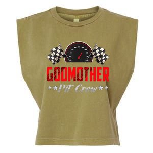 Godmother Pit Crew Birthday Racing Car Family Matching Race Garment-Dyed Women's Muscle Tee