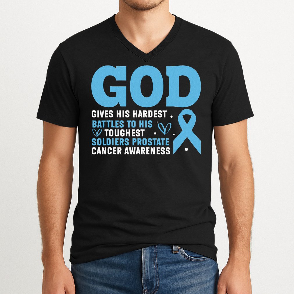 GOD Prostate Cancer Awareness V-Neck T-Shirt