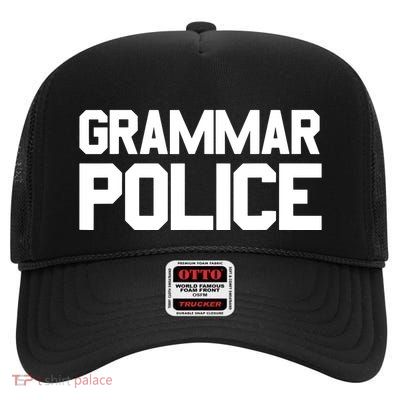 Grammar Police Costume Funny Halloween Grammar Police High Crown Mesh Back Trucker Hat