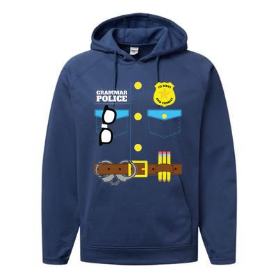 Grammar Police Costume Funny Halloween Pair With Jail Inmate Performance Fleece Hoodie