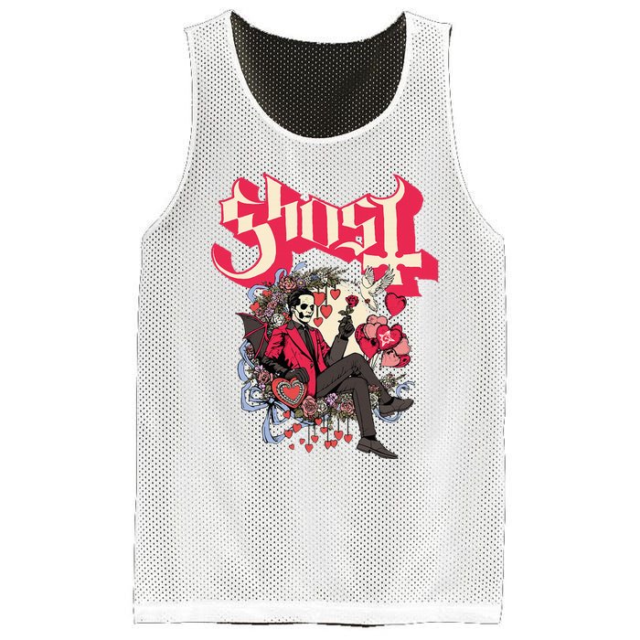 Ghost Papa Cupid ValentineS Day Mesh Reversible Basketball Jersey Tank