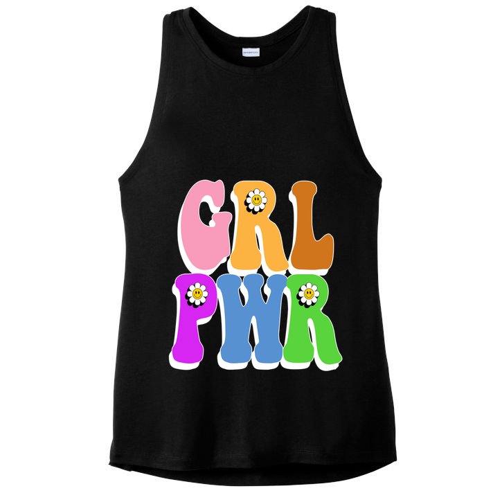Girl Power Cute Sunflower Retro Colorful Ladies PosiCharge Tri-Blend Wicking Tank