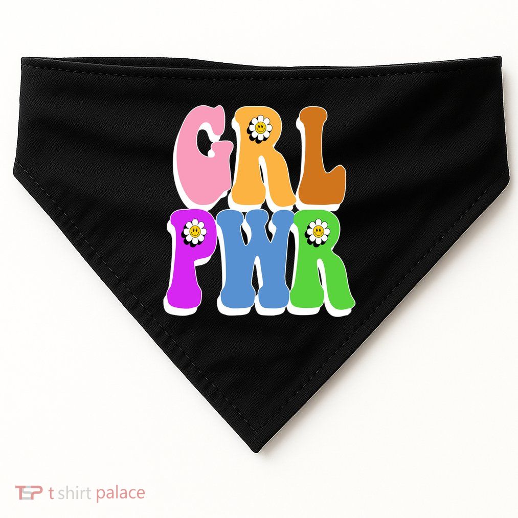 Girl Power Cute Sunflower Retro Colorful USA-Made Doggie Bandana