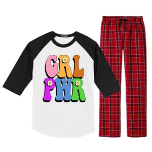 Girl Power Cute Sunflower Retro Colorful Raglan Sleeve Pajama Set