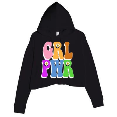 Girl Power Cute Sunflower Retro Colorful Crop Fleece Hoodie