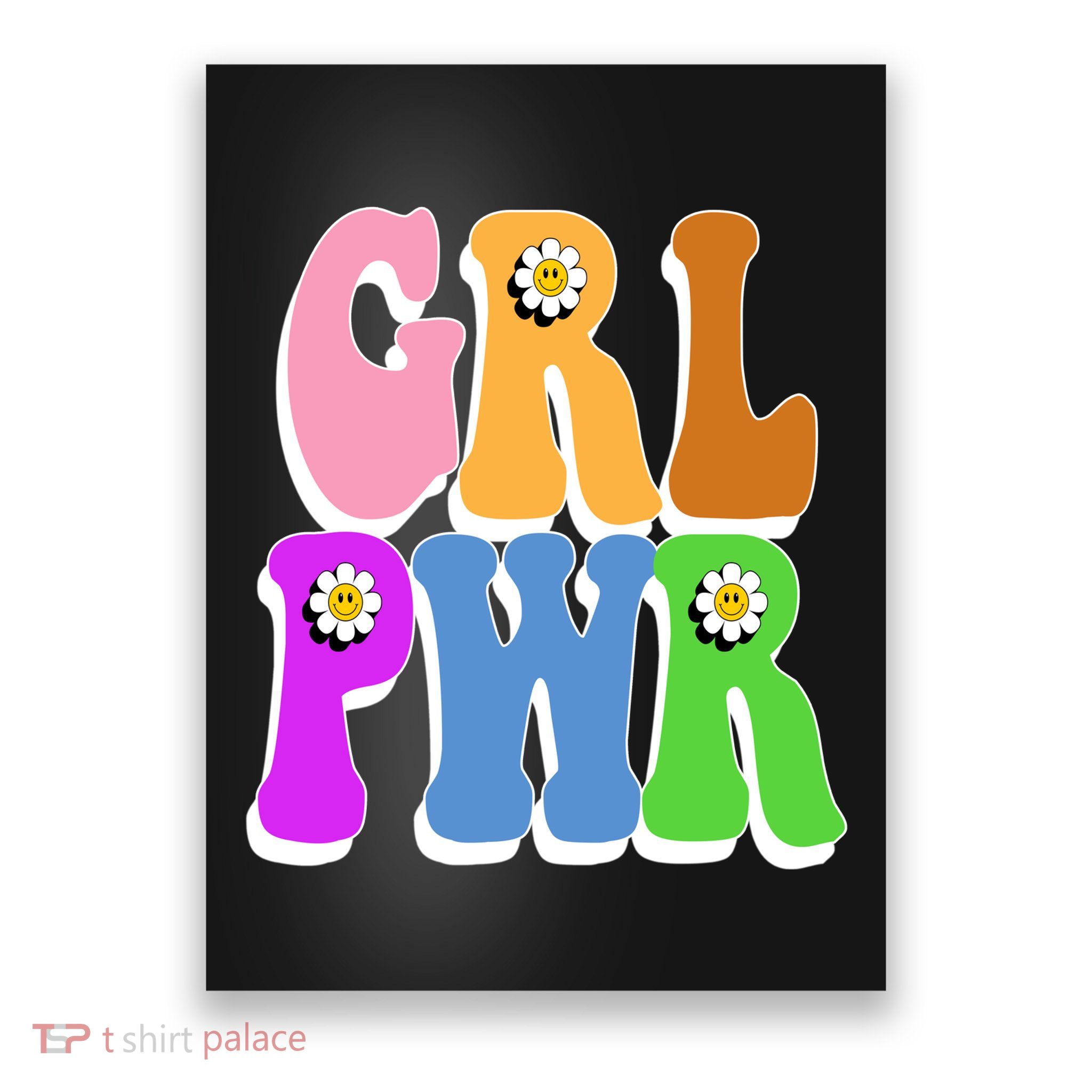 Girl Power Cute Sunflower Retro Colorful Poster