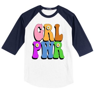 Girl Power Cute Sunflower Retro Colorful Baseball Sleeve Shirt