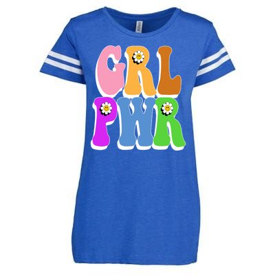 Girl Power Cute Sunflower Retro Colorful Enza Ladies Jersey Football T-Shirt